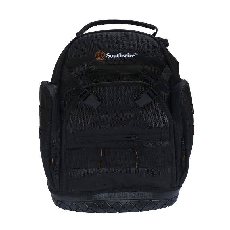Southwire PROBAGBP Rugged Pro Tool Backpack with Heavy Duty Molded Base, Chest and Padded Shoulder Straps, 28 Pockets, 3 Zippered Pouches, 29 Tool Loops - Image 1